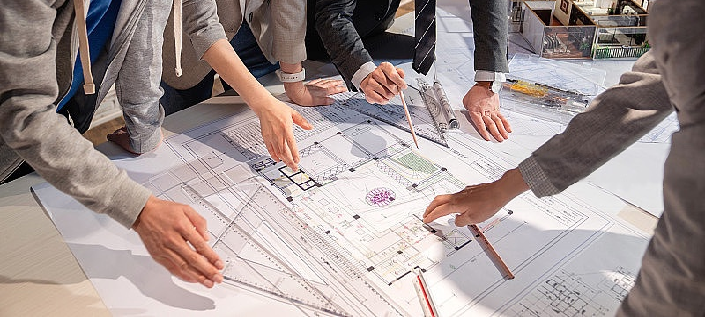 Team members working together